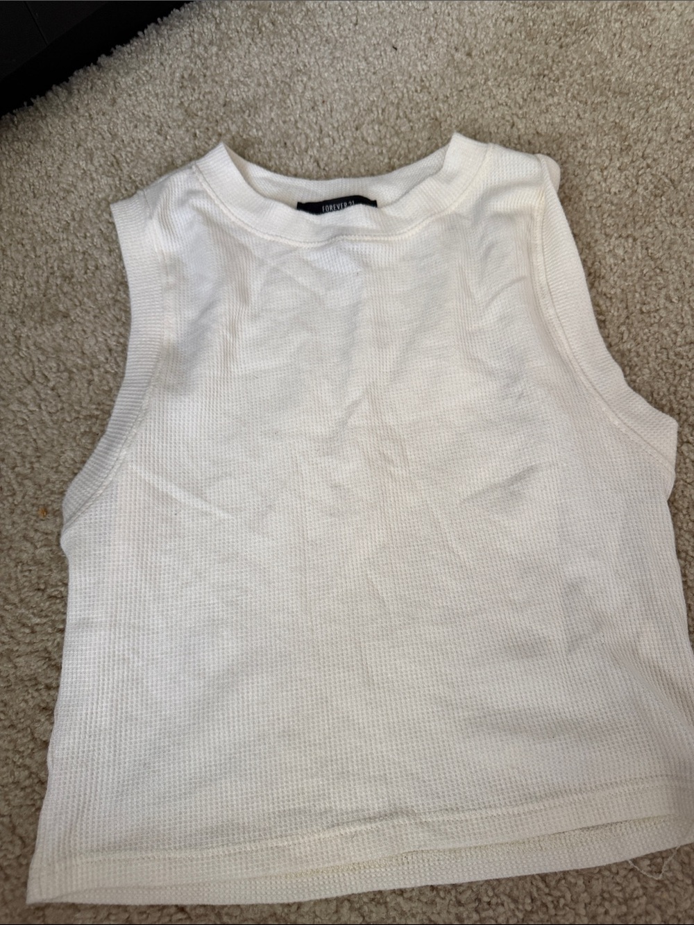 Forever 21 White Ribbed Sleeveless Tank